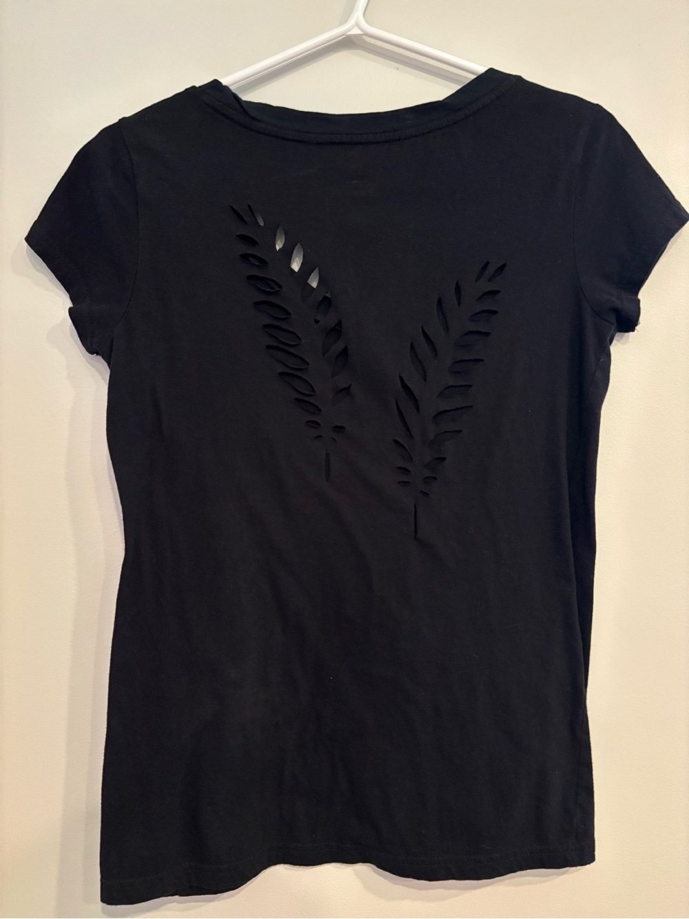 Women's Black Cutout Back Short-Sleeve Top